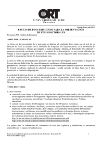 Reglamento de entrega de las tesis y sobre los tribunales del Doctorado