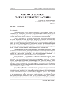 GESTIÓN DE CENTROS: ALGUNAS REFLEXIONES Y APORTES Introducción