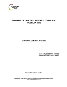 INFORME DE CONTROL INTERNO CONTABLE VIGENCIA 2013 OFICINA DE CONTROL INTERNO