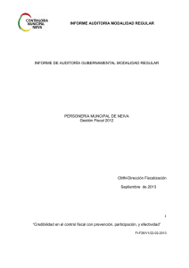 INFORME AUDITORIA MODALIDAD REGULAR INFORME DE AUDITORÍA GUBERNAMENTAL MODALIDAD REGULAR