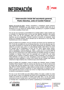 [Lee aquí en PDF la intervención de Pedro Sánchez en el comité federal]