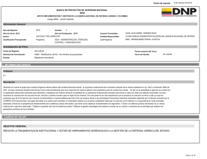 - Proyecto apoyo implementación y gestión de la agencia nacional de defensa jurídica Colombia