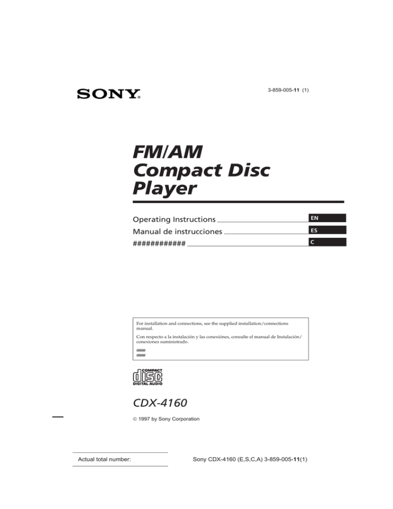 FM Compact Disc Player Operating Instructions