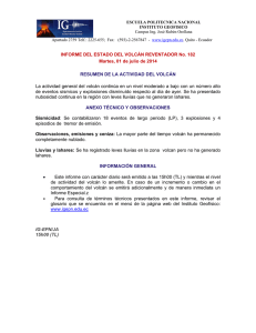 INFORME DEL ESTADO DEL VOLCÁN REVENTADOR No. 182