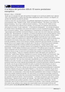 A la busca del petróleo difícil: El nuevo pesimismo energético