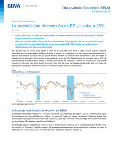 La probabilidad de recesión de EEUU sube a 25% EEUU