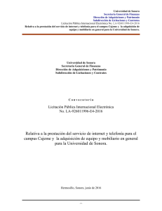 Universidad de Sonora Secretaría General de Finanzas Dirección de Adquisiciones y Patrimonio