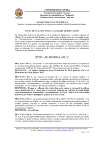 UNIVERSIDAD DE SONORA Secretaría General de Finanzas Dirección de Adquisiciones y Patrimonio