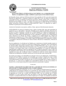 UNIVERSIDAD DE SONORA  Secretaría General de Finanzas Dirección de Adquisiciones y Patrimonio