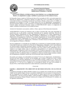 UNIVERSIDAD DE SONORA  Secretaría General de Finanzas Dirección de Adquisiciones y Patrimonio