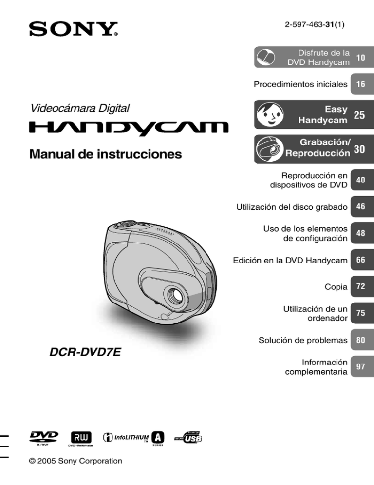 Manual de instrucciones Videocámara Digital 25 30 Manual de instrucciones Videocámara Digital 25 30