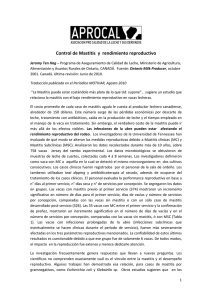 Control de Mastitis  y  rendimiento reproductivo