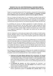 MANIFEST DELS COL∙LEGIS PROFESSIONALS SANITARIS SOBRE EL  SISTEMA SANITARI DE CATALUNYA EN EL MOMENT POLÍTIC ACTUAL  