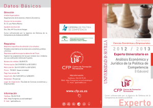 Curso de experto universitario en Análisis Económico y Jurídico de la Política de Competencia  