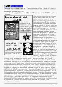 Presentació del llibre del 25é aniversari del Lokal a Girona