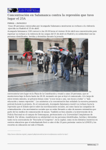 Concentración en Salamanca contra la represión que tuvo lugar el 25A