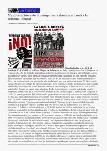 Manifestación este domingo, en Salamanca, contra la reforma laboral
