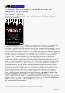 Concentración en Salamanca en solidaridad con los 5 anarquistas de Barcelona