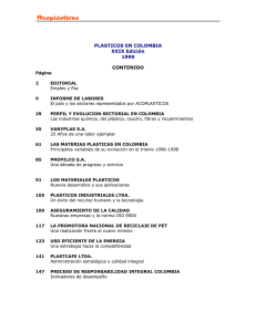 PLASTICOS EN COLOMBIA XXIX Edición 1999 CONTENIDO