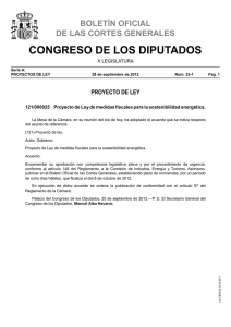 Proyecto de Ley de medidas para la sostenibilidad energética