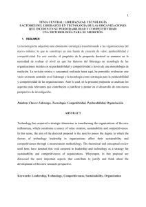 TEMA CENTRAL: LIDERAZGO & TECNOLOGÍA: LOS CAMBIOS TECNOLÓGICOS Y LAS ORGANIZACIONES LÍDERES EN TECNOLOGÍAS: IDENTIFICACIÓN DE COMPONENTES PARA SU MEDICIÓN.