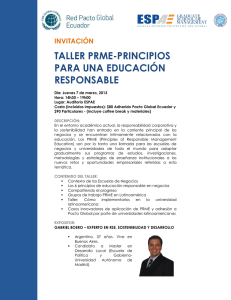 TALLER PRME-PRINCIPIOS PARA UNA EDUCACIÓN RESPONSABLE INVITACIÓN