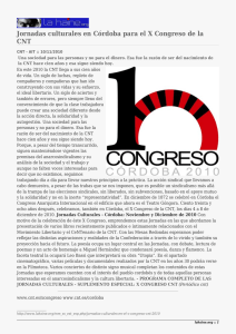 Jornadas culturales en Córdoba para el X Congreso de la CNT