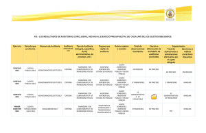 XIII.- LOS RESULTADOS DE AUDITORIAS CONCLUIDAS, HECHAS AL EJERCICIO PRESUPUESTAL...