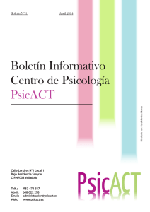 Boletín Informativo Centro de Psicología PsicACT Boletín Nº 1