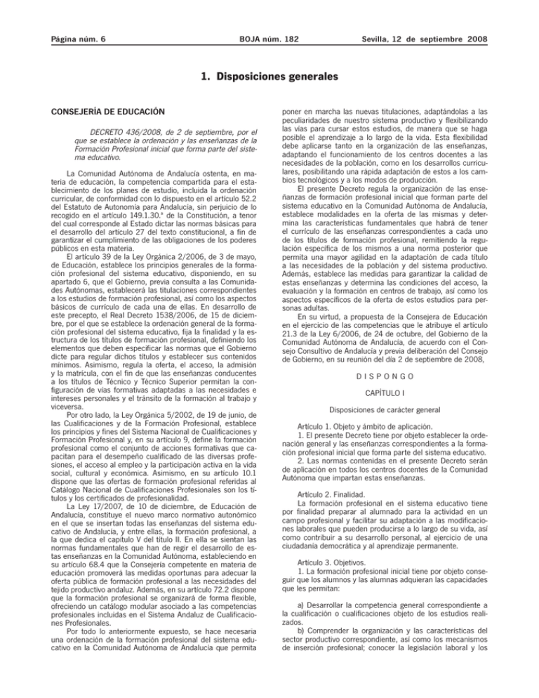 DECRETO 436/2008, De 2 De Septiembre, Por El Que Se Establece La ...