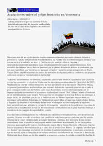 Acotaciones sobre el golpe frustrado en Venezuela
