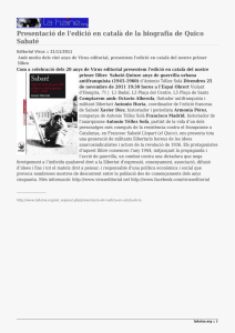 Presentació de l'edició en català de la biografia de Quico Sabaté