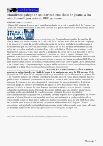 Manifiesto galego en solidaridad con Iñaki de Juana ya ha