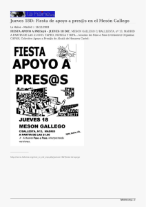 Jueves 18D: Fiesta de apoyo a pres@s en el Mesón...