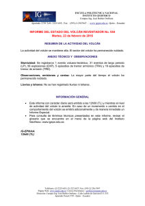 INFORME DEL ESTADO DEL VOLCÁN REVENTADOR No. 054