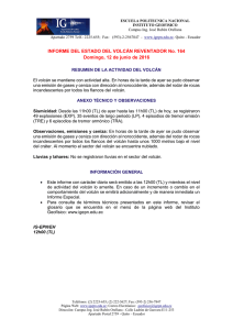 INFORME DEL ESTADO DEL VOLCÁN REVENTADOR No. 164