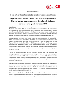 20131126 NP Organizaciones de la SC exigen a Humala no negociar derechos de peruanos en TPP.pdf