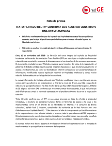 20131113 NP Texto filtrado del TPP confirma grave amenaza de acuerdo comercial para el Perú.pdf