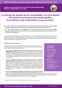 Vigilancia Ciudadana con enfoque de derechos de la implementación del... ELIMINA LA OBLIGACIÓN DE ACUERDO PREVIO CON COMUNIDADES