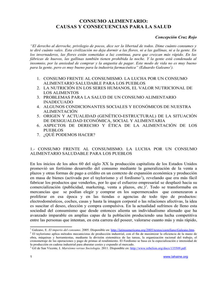 Consumo Alimentario Causas Y Consecuencias Para La Salud Concepción Cruz Rojo 7305