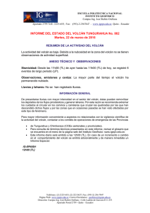 INFORME DEL ESTADO DEL VOLCÁN TUNGURAHUA No. 082