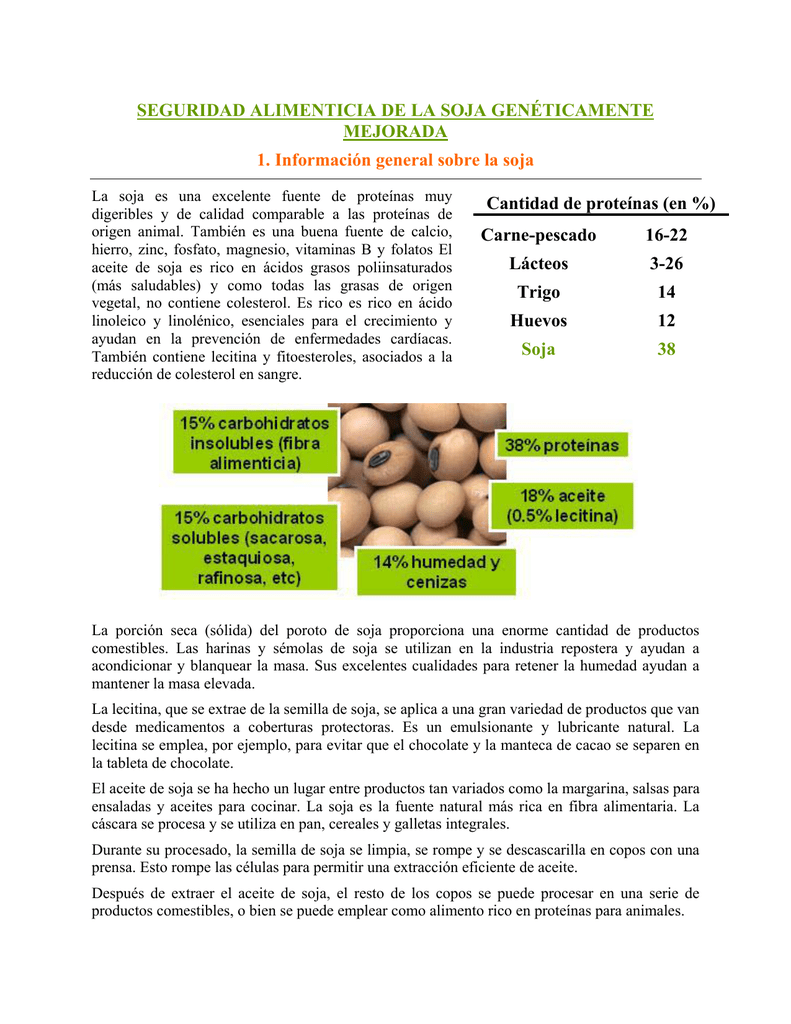 Soja cantidad de proteinas