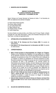 I.  MUNICIPALIDAD DE GRANEROS  SESION Nº 40 ORDINARIA  DEL CONCEJO MUNICIPAL DE GRANEROS  MIERCOLES 11 NOVIEMBRE DE 2009 