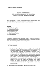 I. SESION ORDINARIA Nº 7  DEL CONCEJO MUNICIPAL DE GRANEROS  MIERCOLES 18 DE FEBRERO DE 2009