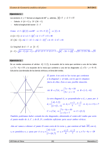 Examen de geometría analítica del plano. Curso 2011/2012