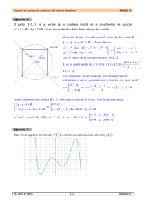 Examen de geometría analítica del plano y funciones. Curso 2011/2012
