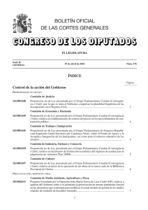 BOLETÍN OFICIAL DE LAS CORTES GENERALES ÍNDICE Control de la acción del Gobierno