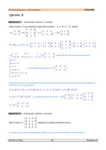 Examen de matrices y determinantes. Curso 2007/08