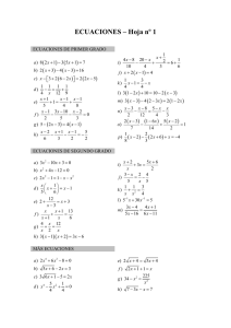 Ecuaciones, sistemas de ecuaciones y problemas.