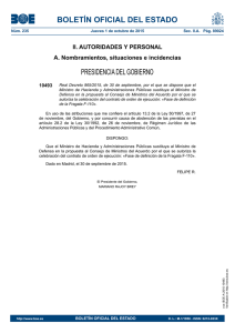 BOLETÍN OFICIAL DEL ESTADO PRESIDENCIA DEL GOBIERNO II. AUTORIDADES Y PERSONAL
